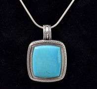 Turquoise Pendant Necklace In Sterling Silver