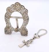 Group Lot of Vintage 925 Sterling Silver Pic Frame and Keychain