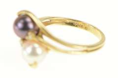 14K Yellow Gold Purple & White Pearl Diamond Bypass Statement Ring