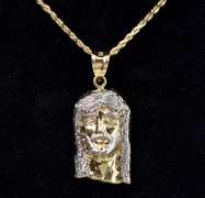 Heavenly Jesus Pendant Necklace In 14K Yellow Gold