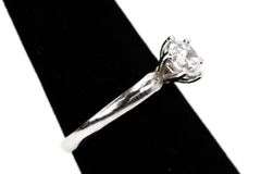 10k White Gold Classic Round Solitaire CZ Vintage Engagement Ring Size 6.5