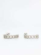 Massive 18k White Gold Diamond Studded Curb Chain Earrings
