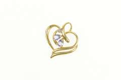 10K Yellow Gold Heart Tanzanite Diamond Inset Love Symbol Pendant