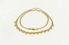 18K Yellow Gold Scalloped Mesh Ball Fringe Squared Chain Necklace