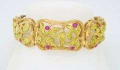 Yellow & Green 18k Gold Bracelet with Rubies
