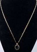 Black Onyx Gem Pendant Necklace In 14K Yellow Gold