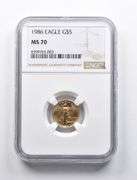 MS70 1986 $5 American Gold Eagle 1/10 Oz Gold NGC