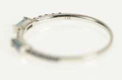 14K White Gold Blue Topaz Blue Diamond Wedding Band Ring