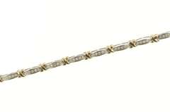 10K Yellow Gold 0.50 Ctw Diamond Two Tone X Link Tennis Bracelet