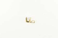 14K Yellow Gold Round CZ Solitaire Vintage Statement Charm/Pendant