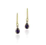 10K Gold Teardrop Amethyst & CZ Earrings