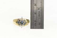 14K Yellow Gold Marquise Sapphire Diamond Accent Vintage Ring
