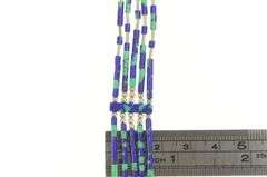 Sterling Silver Azurite Beaded Liquid Silver Southwestern Necklace