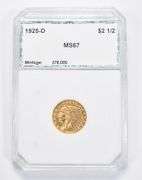 MS67 1925-D $2.50 Indian Head Gold Quarter Eagle - Graded PCI
