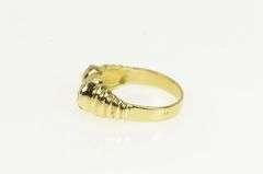 14K Yellow Gold 1950's Diamond Scalloped Band Bow Vintage Ring