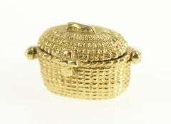 14K Yellow Gold 3D Articulated Longaberger Picnic Basket Charm/Pendant