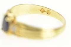14K Yellow Gold Natural Sapphire Diamond Vintage Statement Ring