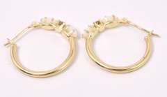 Simply Beautiful Opal Hoop Earrings In 14K Yellow Gold