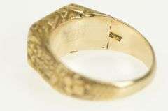14K Yellow Gold 1940's Masonic Ornate G Compass Square Ring