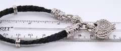 Judith Ripka Cubic Zirconia Heart Shaped Charm on Black Rubber Bracelet