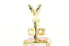 14K Yellow Gold Emerald Pink Topaz CZ Cluster Statement Pendant