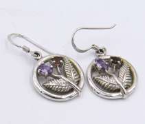 Set of 925 Sterling Silver Flower Pendant on Chain with Matching Dangle Earrings