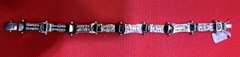 MENS 14K WHITE GOLD AND ROUND BRILLIANT CUT DIAMONDS BRACELET