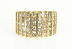 14K Yellow Gold 2.00 Ctw Diamond Striped Statement Band Ring
