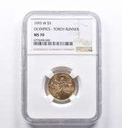 MS70 1995-W $5 Gold Commemorative Olympics - Torch Runner NGC