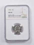 MS66 1951 Jefferson Nickel NGC