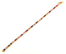 STUNNING 18KT SOLID YELLOW GOLD 8.0 CARAT RAINBOW SAPPHIRE BRACELET