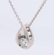 Brillinat 18kt White Gold Diamond Teardrop Pendant on Chain