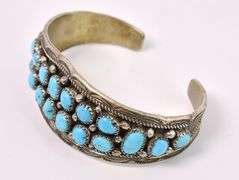 Blue Turquoise Cuff Bracelet In Sterling Silver