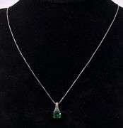 Green Gemstone Pendant Necklace In Sterling Silver