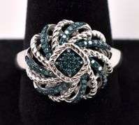 Irradiated Blue Diamond Ring In Sterling Silver