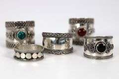 .925 Sterling Silver Handmade Bali Rings Lot of 5 Various Sizes & Styles