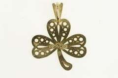 14K Yellow Gold Clover Filigree Shamrock Lucky Good Luck Charm/Pendant