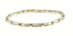 10K Yellow Gold 0.50 Ctw Diamond Two Tone X Link Tennis Bracelet
