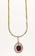 Beautiful 1.0 Carat Ruby and White Sapphire Gold Plated Sterling Sliver Pendant Necklace