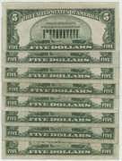 8 Much nicer Series of 1934 $5 Blue Seal Silver Certificates