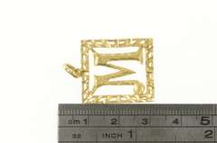 14K Yellow Gold M Monogram Letter Square Initial Name Pendant