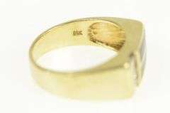 14K Yellow Gold Squared Black Onyx Diamond Statement Ring