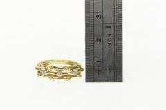 14K Yellow Gold Diamond Inset Vintage Bamboo Pattern Tiered Ring