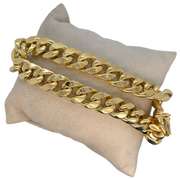 14K YELLOW  ITALIAN SEMI SOLID GOLD MIAMI CUBAN LINK CHAIN BRACELET