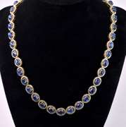 Jaw Dropping Brand New European Oval Cabochon-Cut 45.00CTW Kyanite & 12.00CTW Diamond Necklace