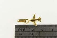 14K Yellow Gold 3D Airplane Jumbo Jet Flying Travel Charm/Pendant
