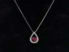 Articulated Ruby And White Sapphire Pendant Necklace In Sterling Silver
