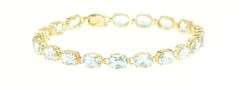 14K Yellow Gold Oval Blue Topaz Classic Vintage Tennis Bracelet