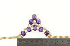 14K Yellow Gold 1940's Amethyst Cabochon Pearl Statement Necklace