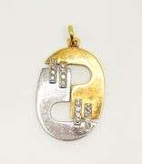 Modern 14kt and Platinum Diamond Pendant